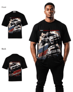G West Mens Racing Club Double Hit Premium Oversized Tee Front And Back Print G West