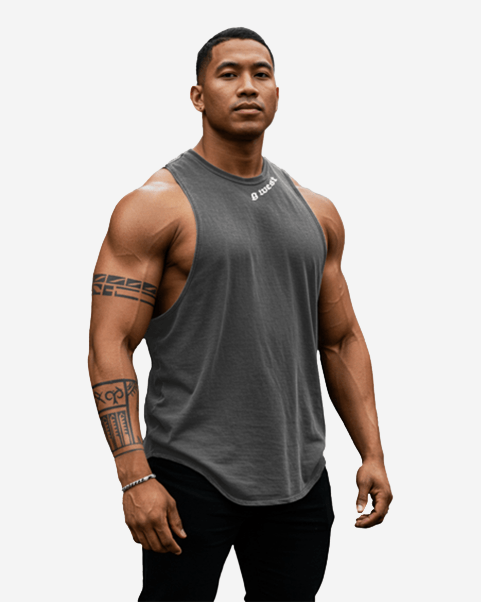 G WEST MENS TANKS - DARK GREY G West