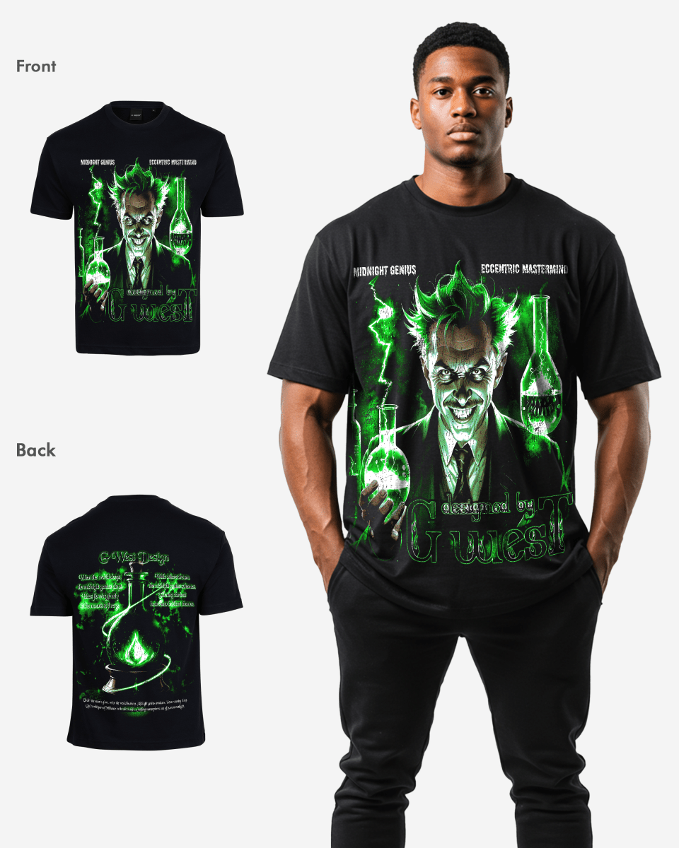 G West Mens Midnight Genius Premium Oversized Tee G West