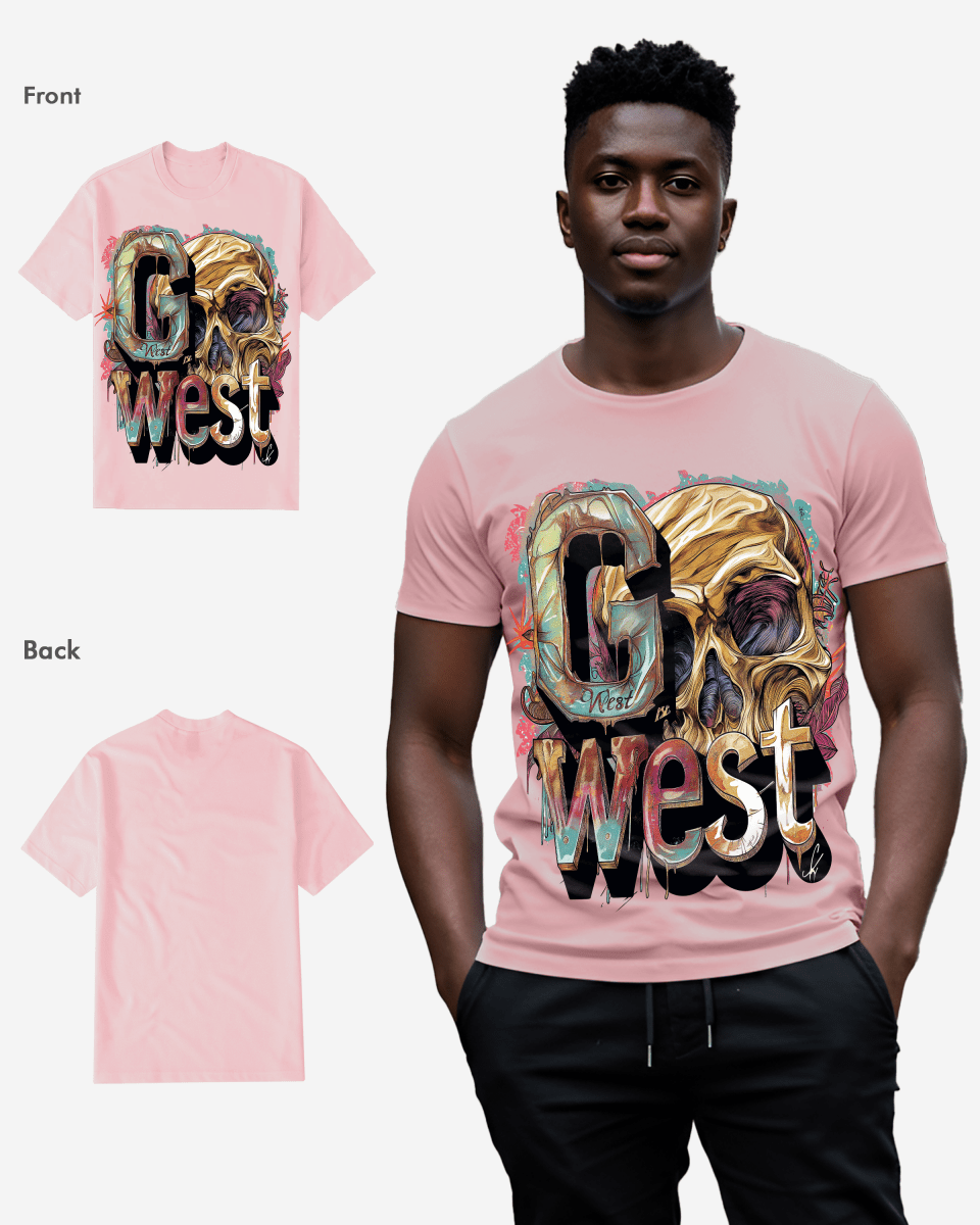 G West Mens Multicolor Skull Tee G West