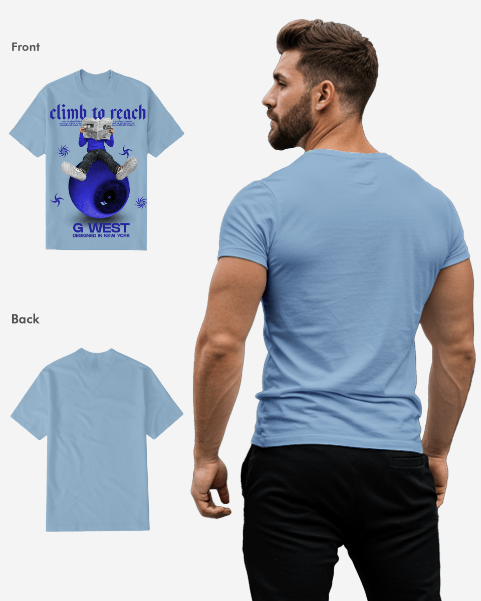 G West Mens News Paper Light Blue Tee G West
