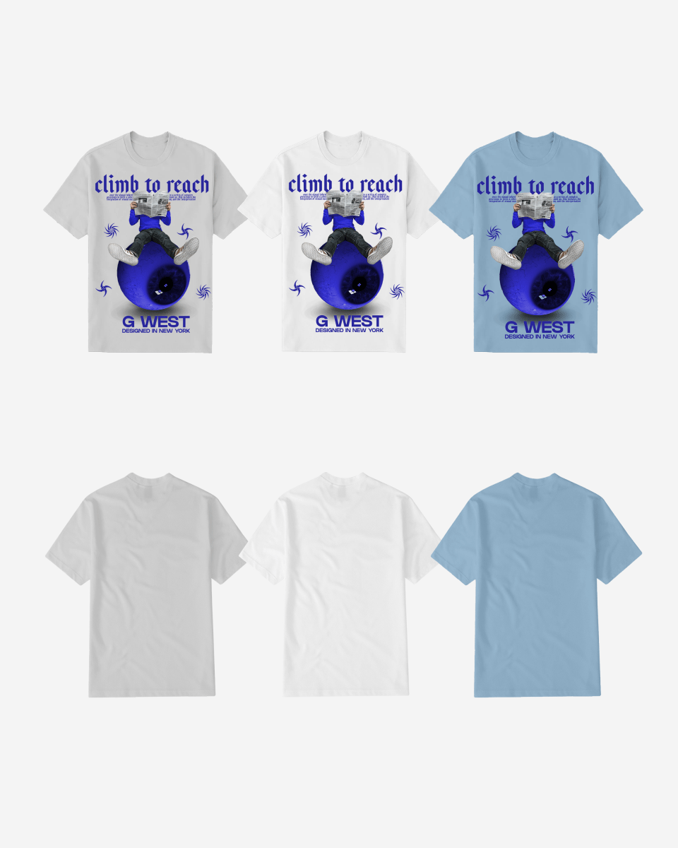 G West Mens News Paper Light Blue Tee G West