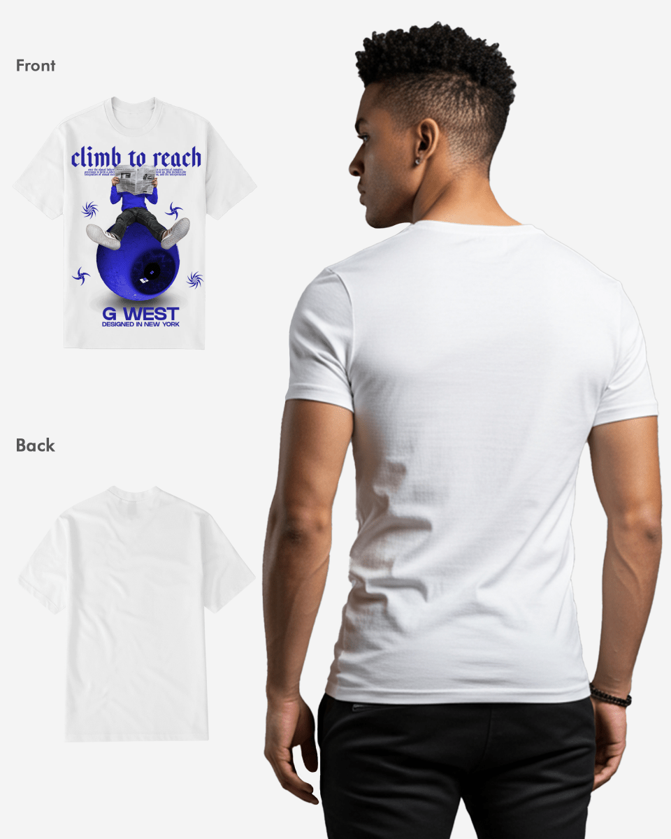 G West Mens News Paper Light Blue Tee G West