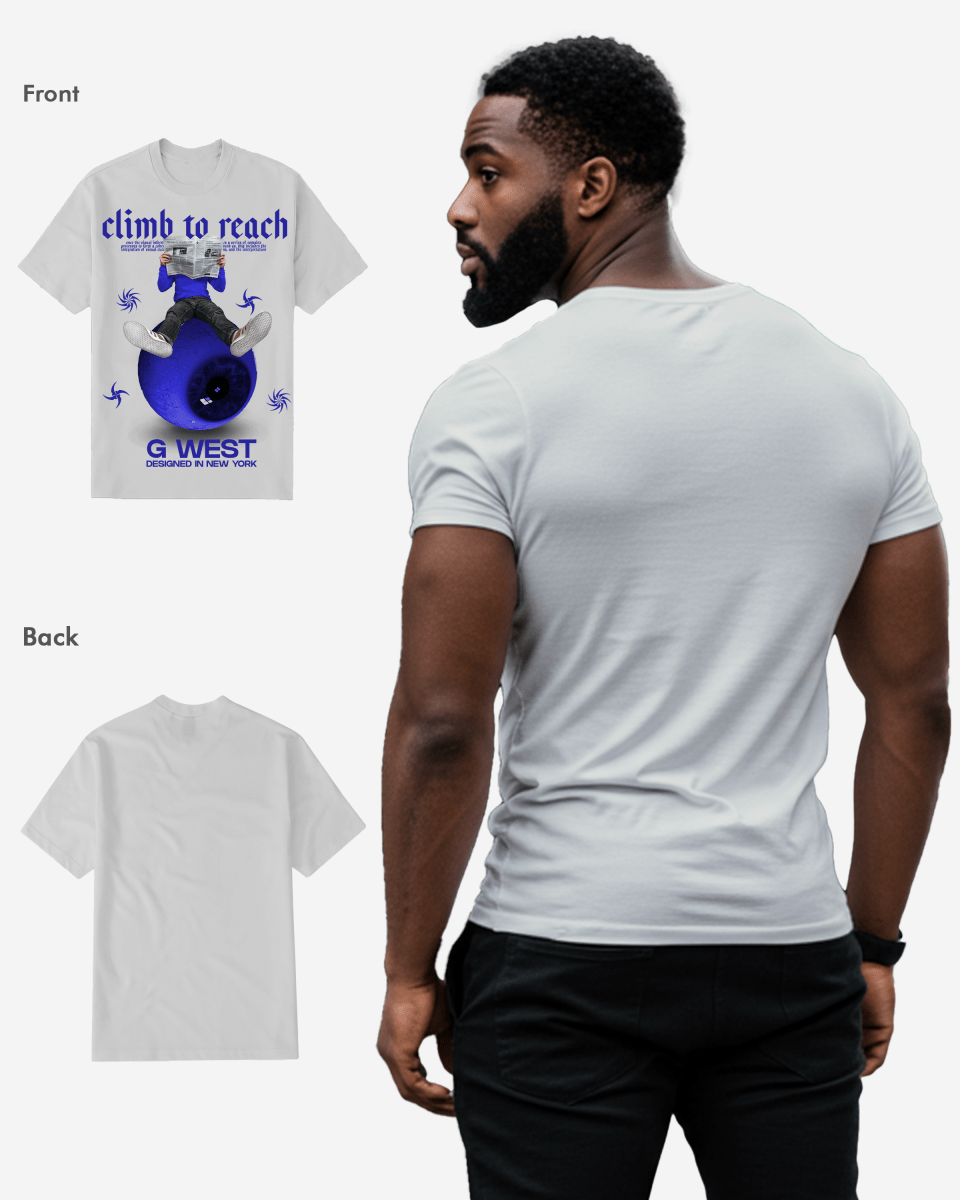 G West Mens News Paper Light Blue Tee G West
