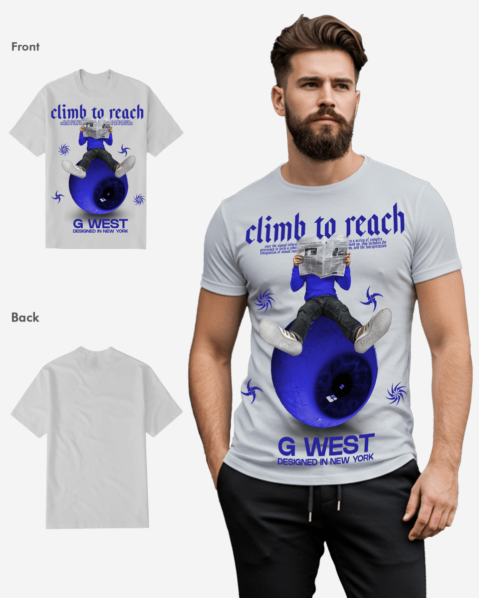 G West Mens News Paper Light Blue Tee G West