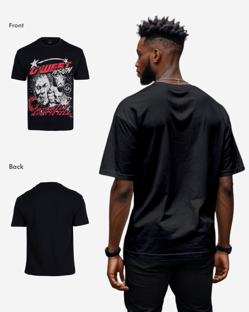 G West Mens No Struggle No Story Oversized Tee G West