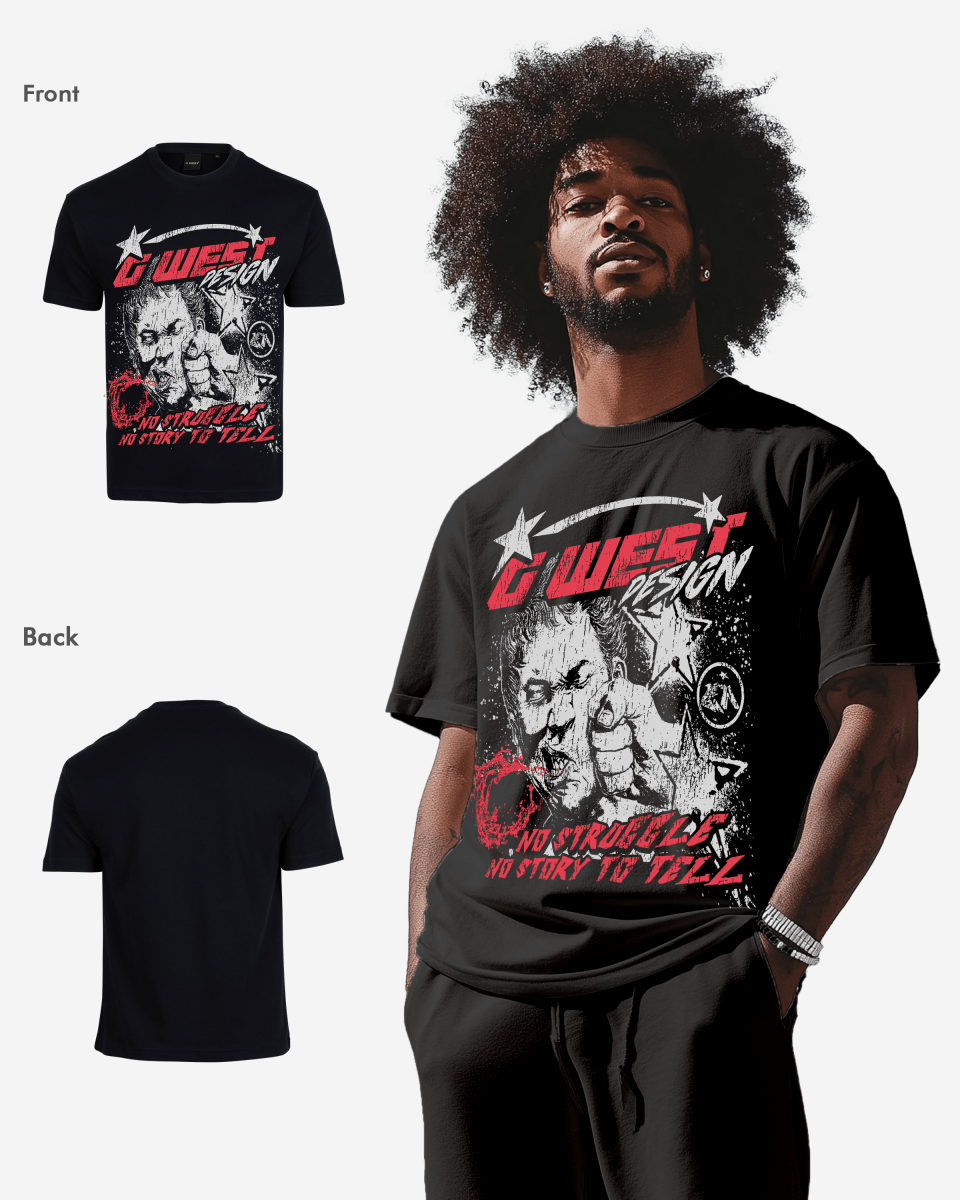 G West Mens No Struggle No Story Oversized Tee G West