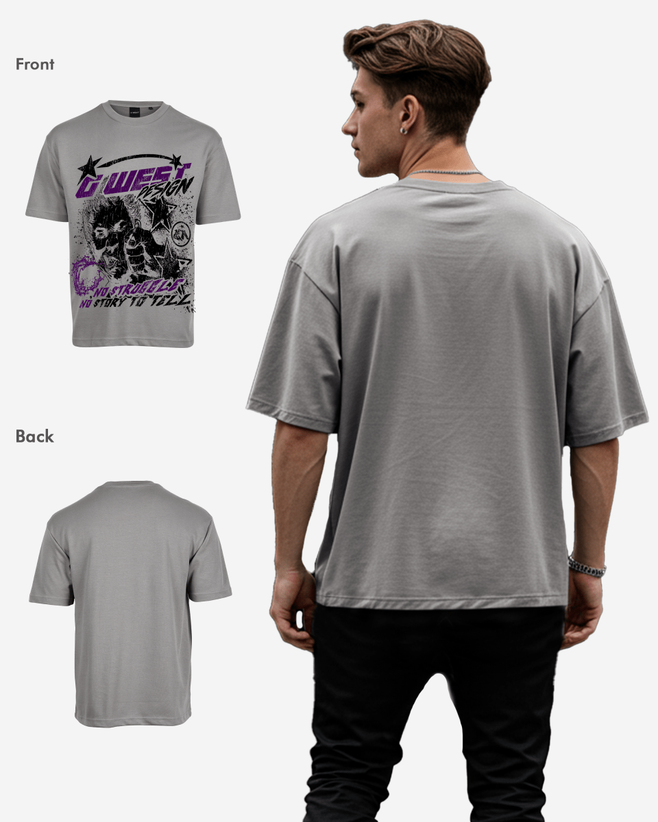 G West Mens No Struggle No Story Oversized Tee G West