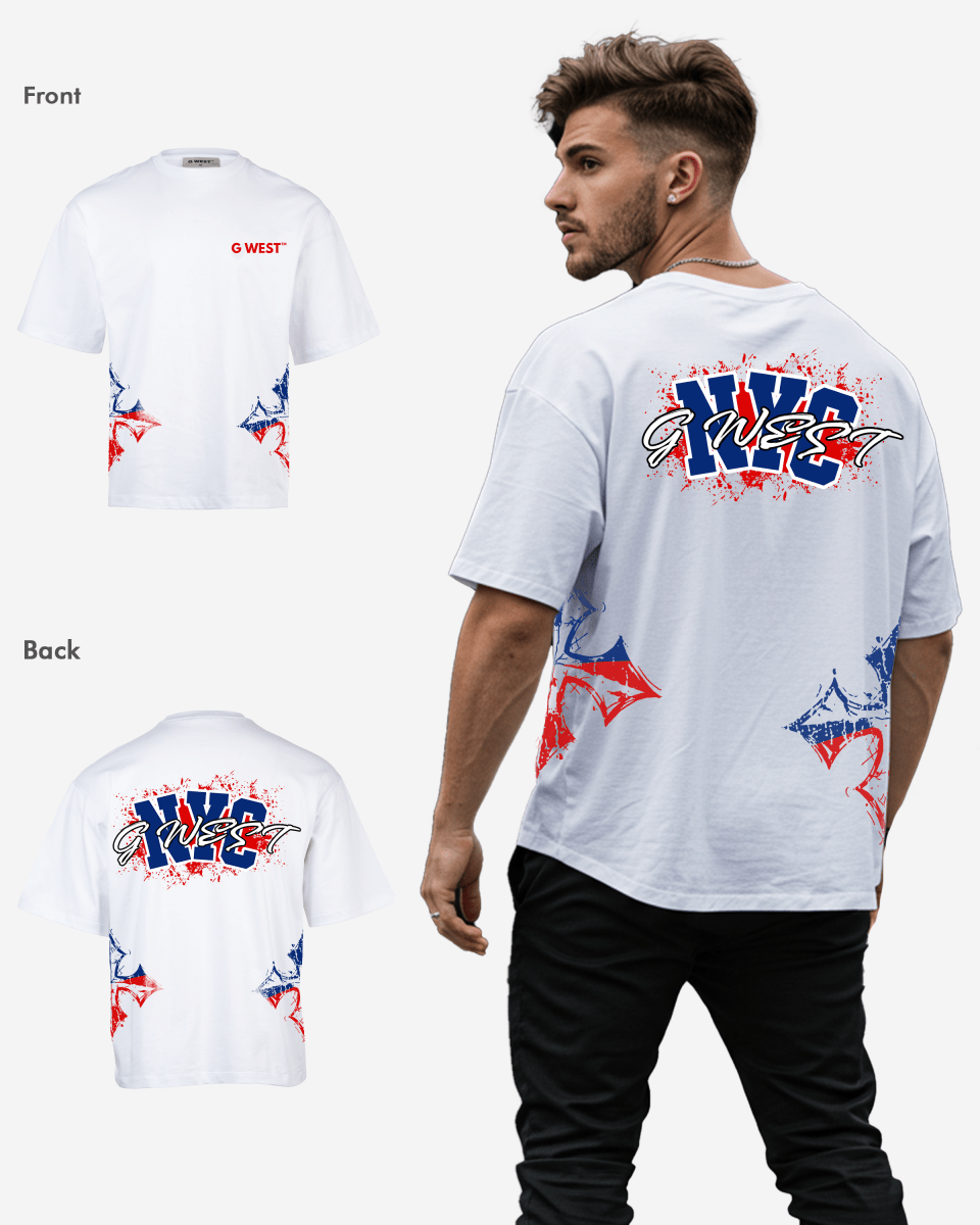 G West Nyc Blood Arch LogoÂ Oversized T-Shirts G West