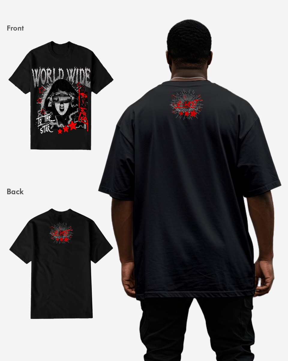 G WEST OLD WORLD WIDE STAR T SHIRT Big and Tall Mens G West
