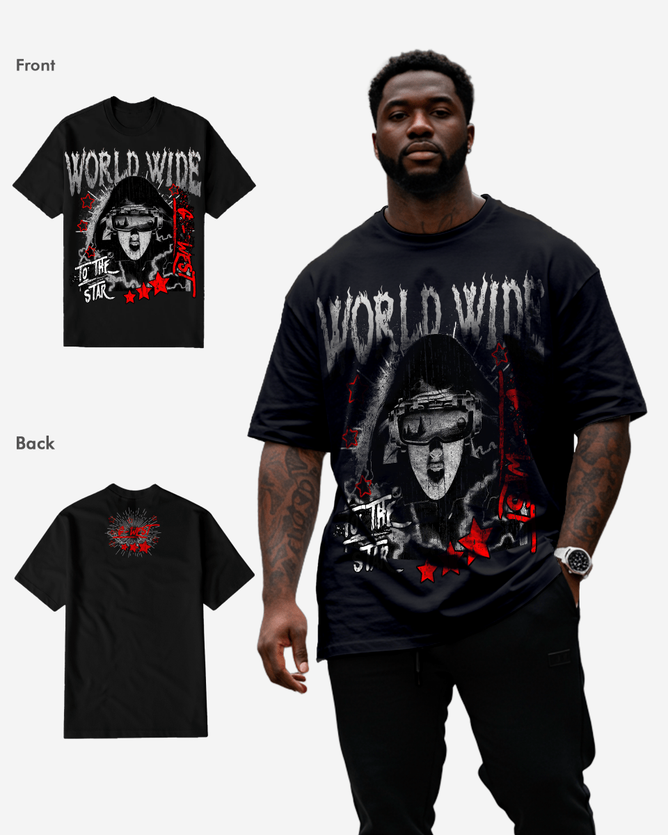G WEST OLD WORLD WIDE STAR T SHIRT Big and Tall Mens G West