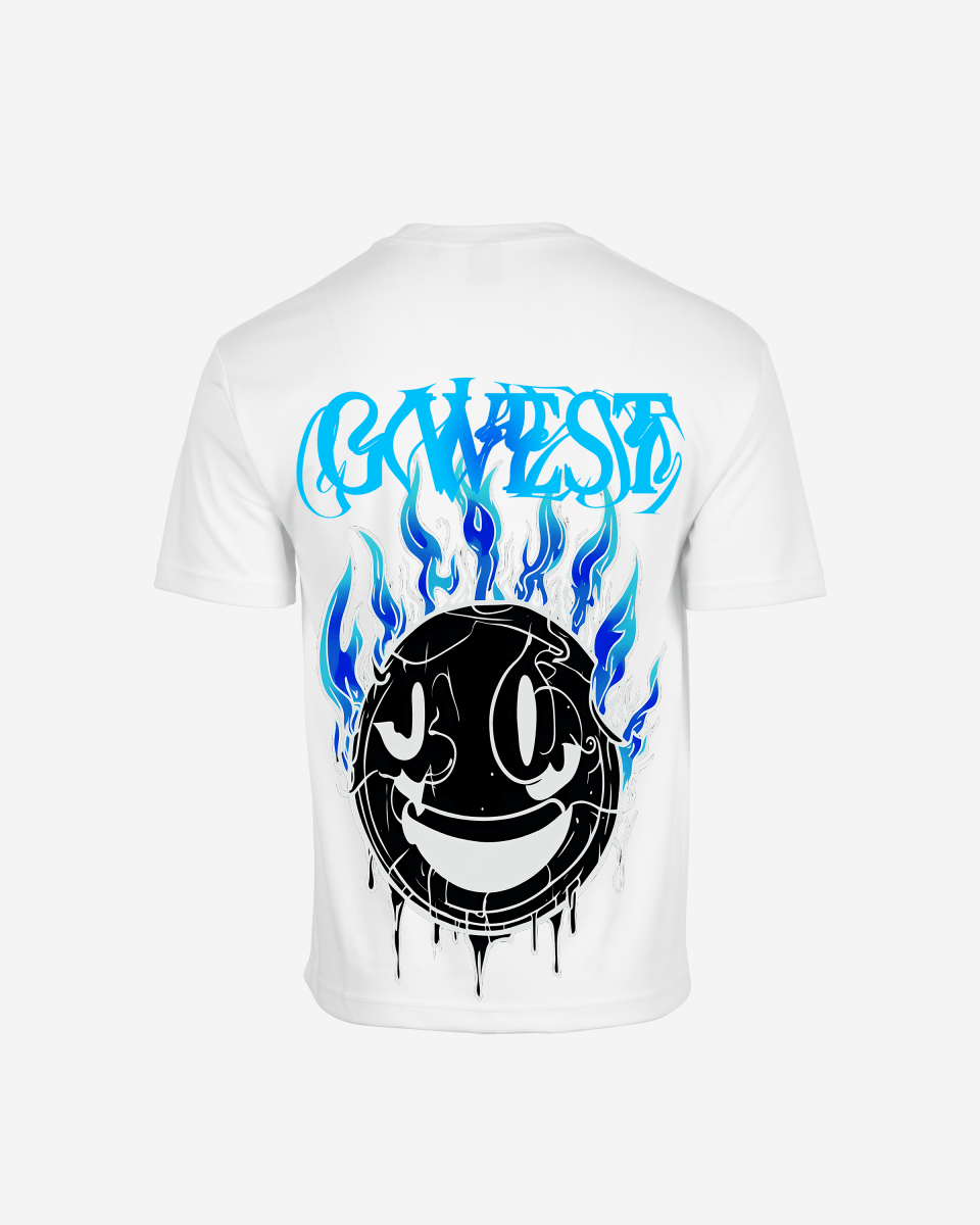 G West Mens Oversized Aqua Smile Tee G West