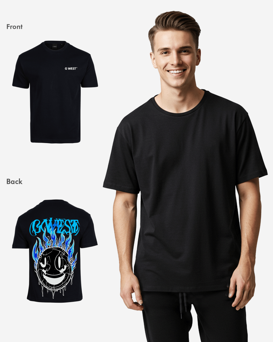 G West Mens Oversized Aqua Smile Tee G West