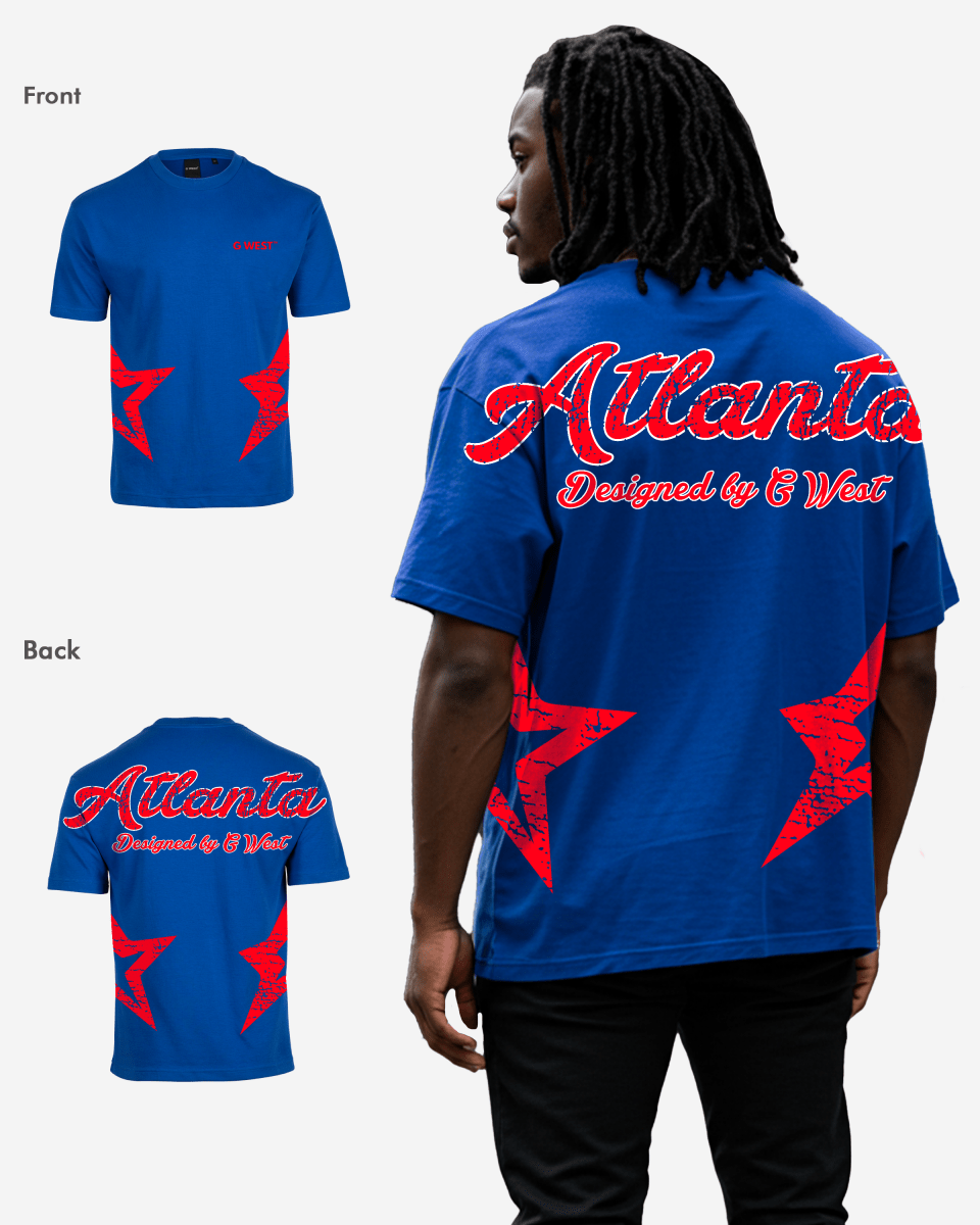 G West Oversized Atlanta Logo Royal T-Shirt Mens G West