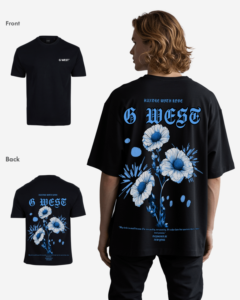 G West Mens Oversized Blue Garden Tee G West