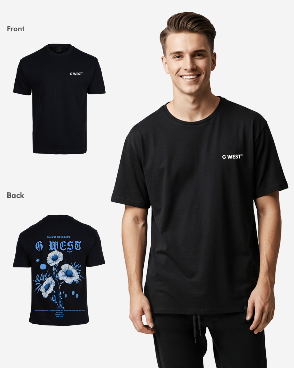 G West Mens Oversized Blue Garden Tee G West