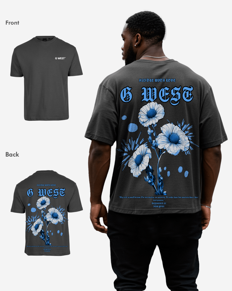 G West Mens Oversized Blue Garden Tee G West