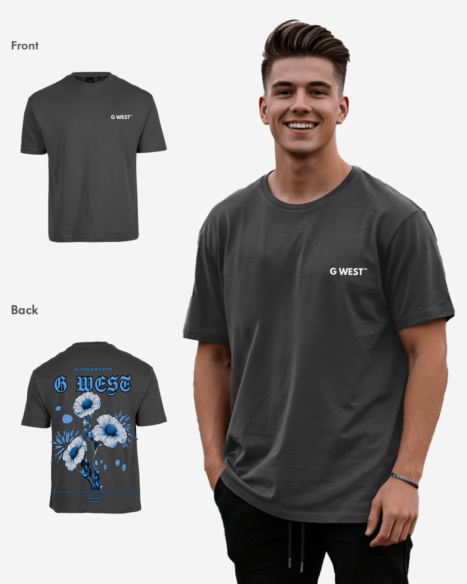 G West Mens Oversized Blue Garden Tee G West