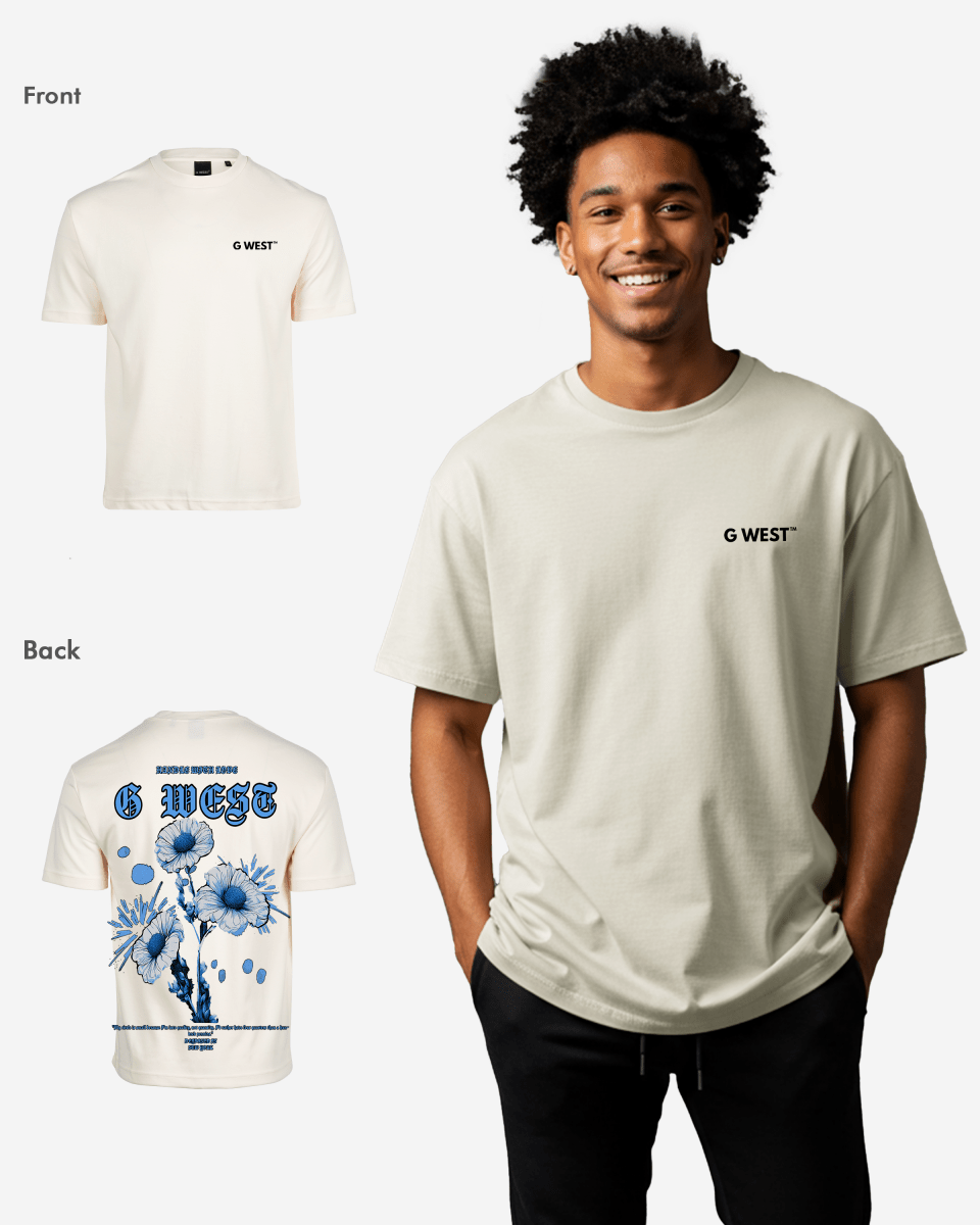 G West Mens Oversized Blue Garden Tee G West