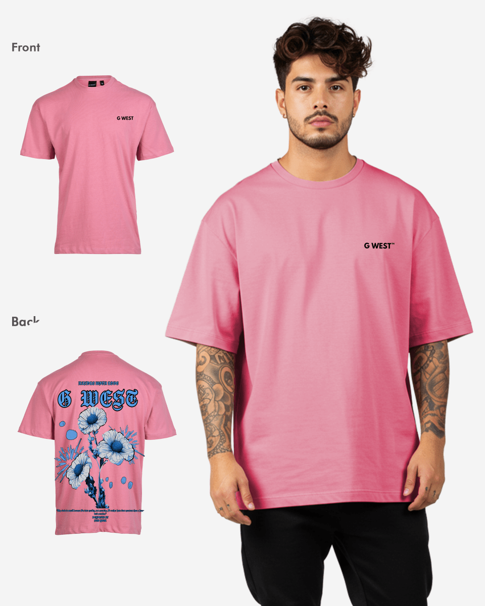 G West Mens Oversized Blue Garden Tee G West