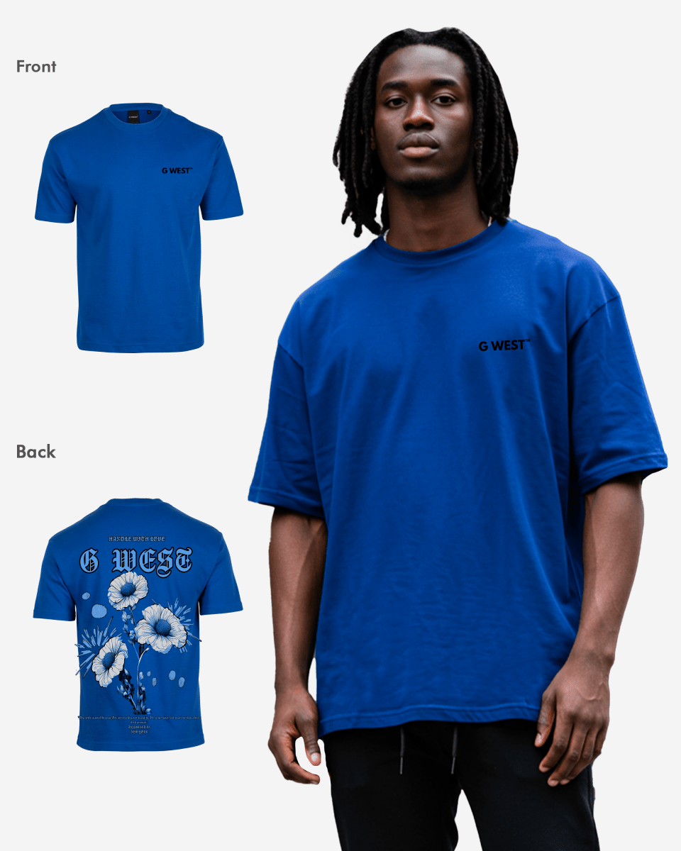 G West Mens Oversized Blue Garden Tee G West