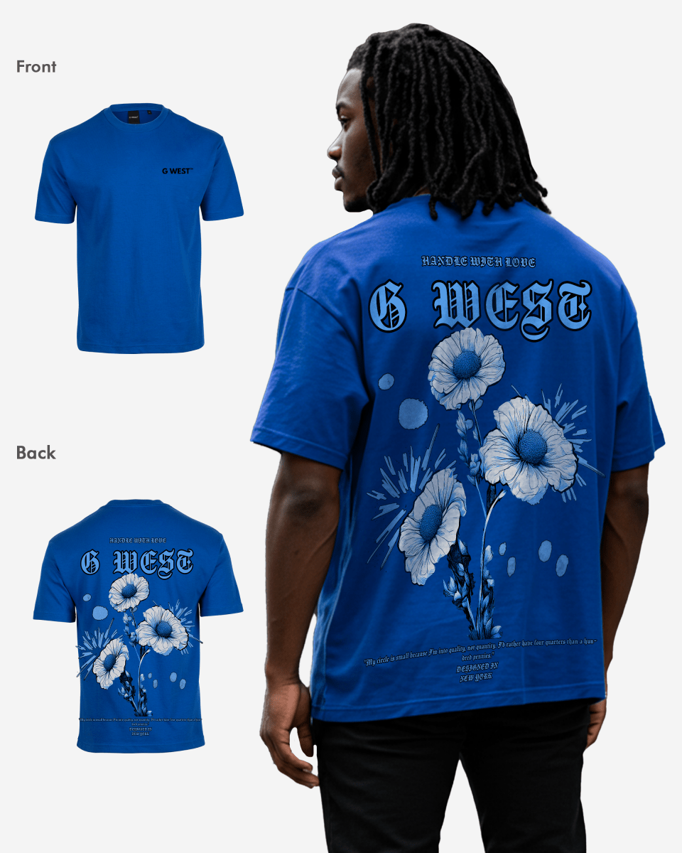 G West Mens Oversized Blue Garden Tee G West