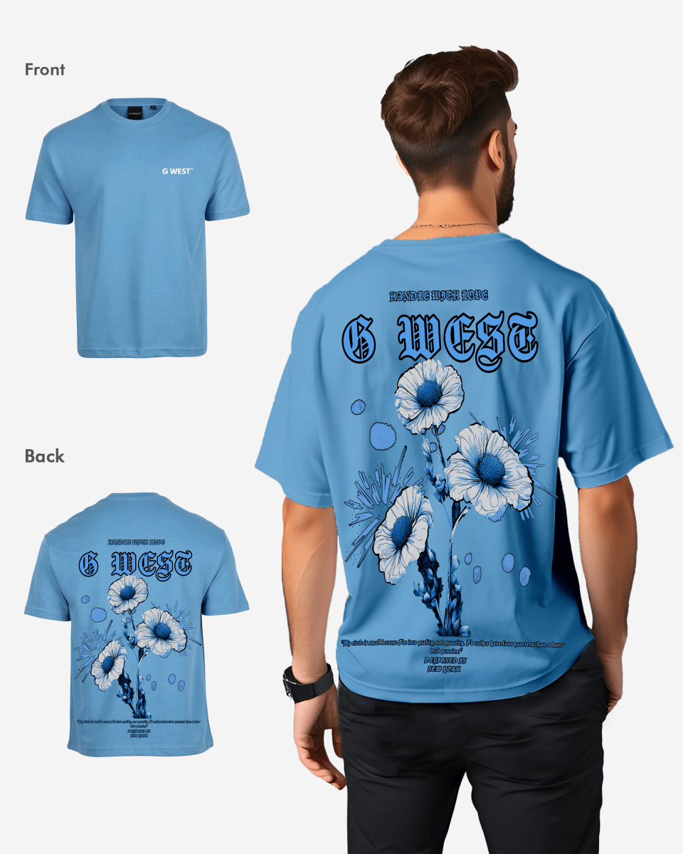 G West Mens Oversized Blue Garden Tee G West