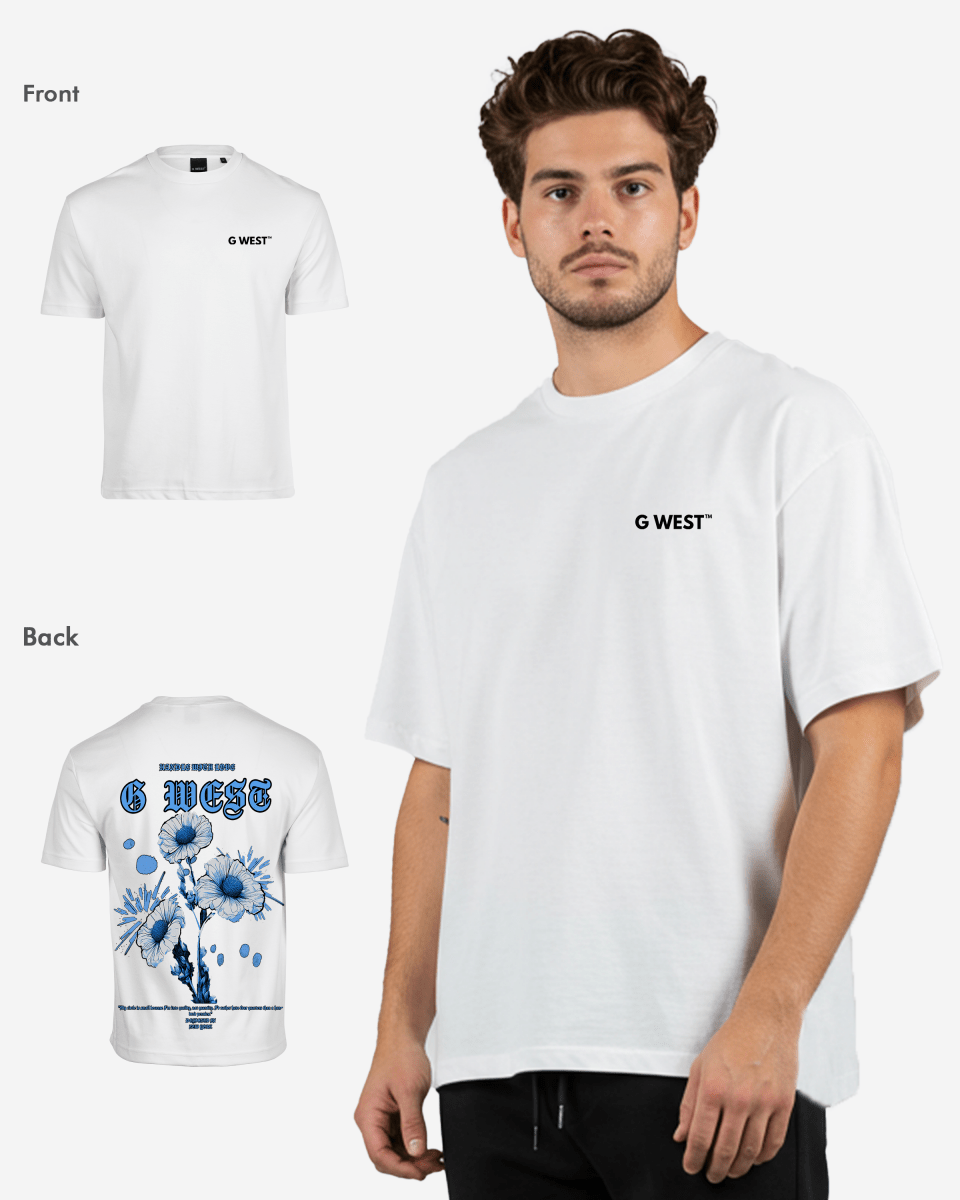G West Mens Oversized Blue Garden Tee G West