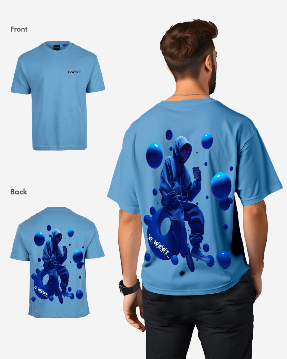 G West Mens Oversized Blue Man Tee G West