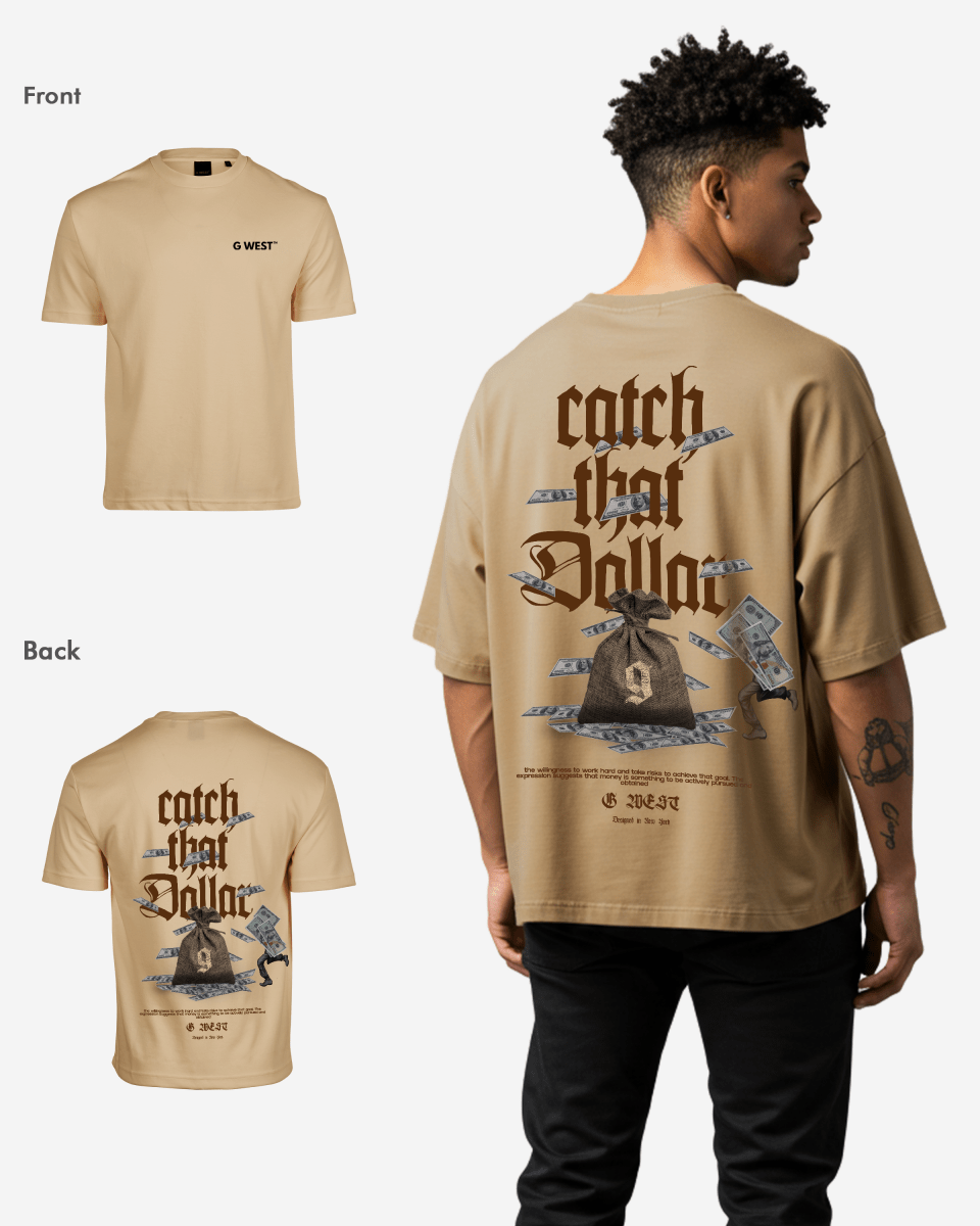 G West Mens Oversized Catch That Dollar Life Stlye Tee G West