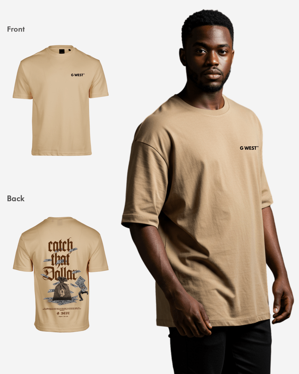 G West Mens Oversized Catch That Dollar Life Stlye Tee G West