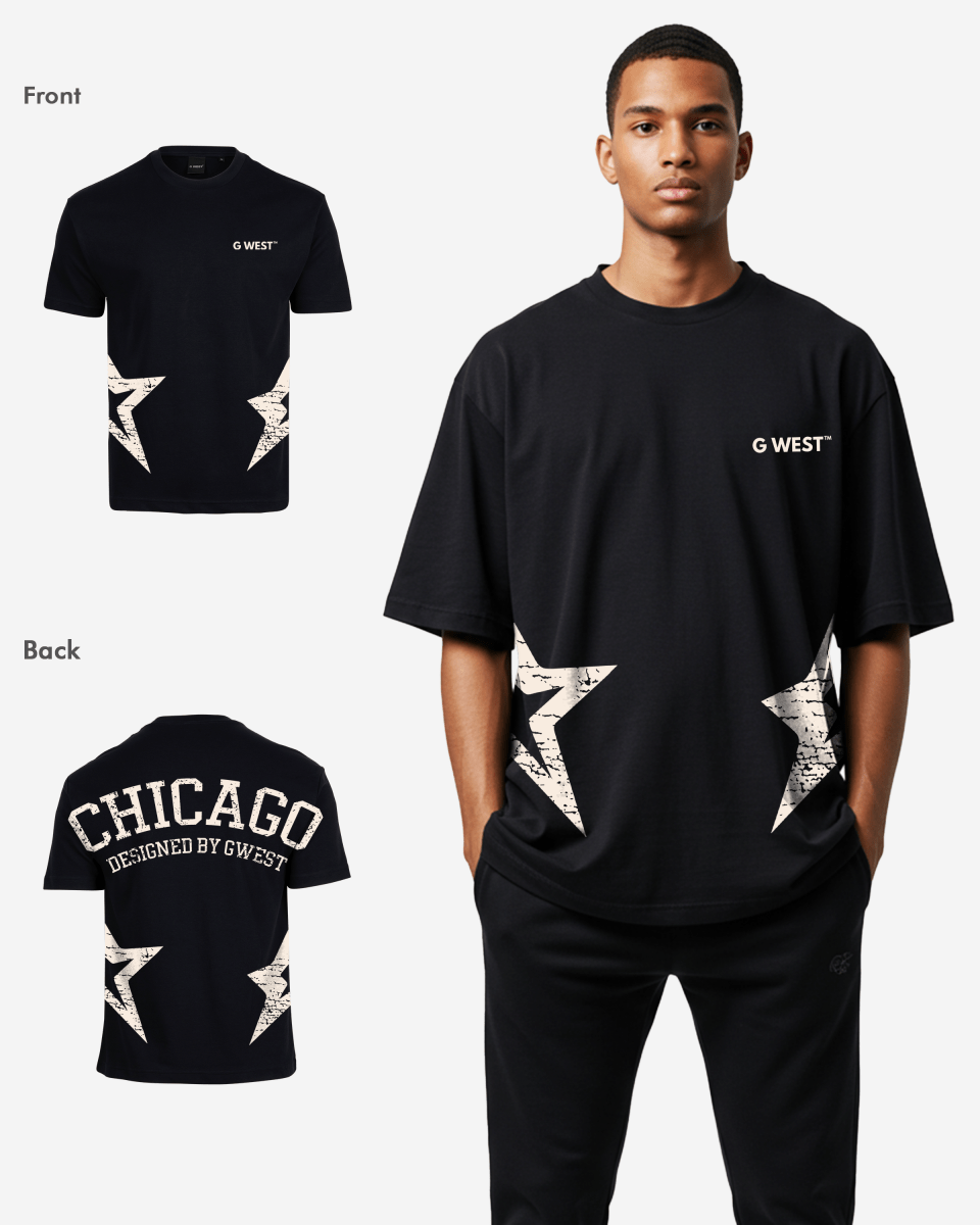 G West Mens Oversized Chicago Arch Logo Tee G West