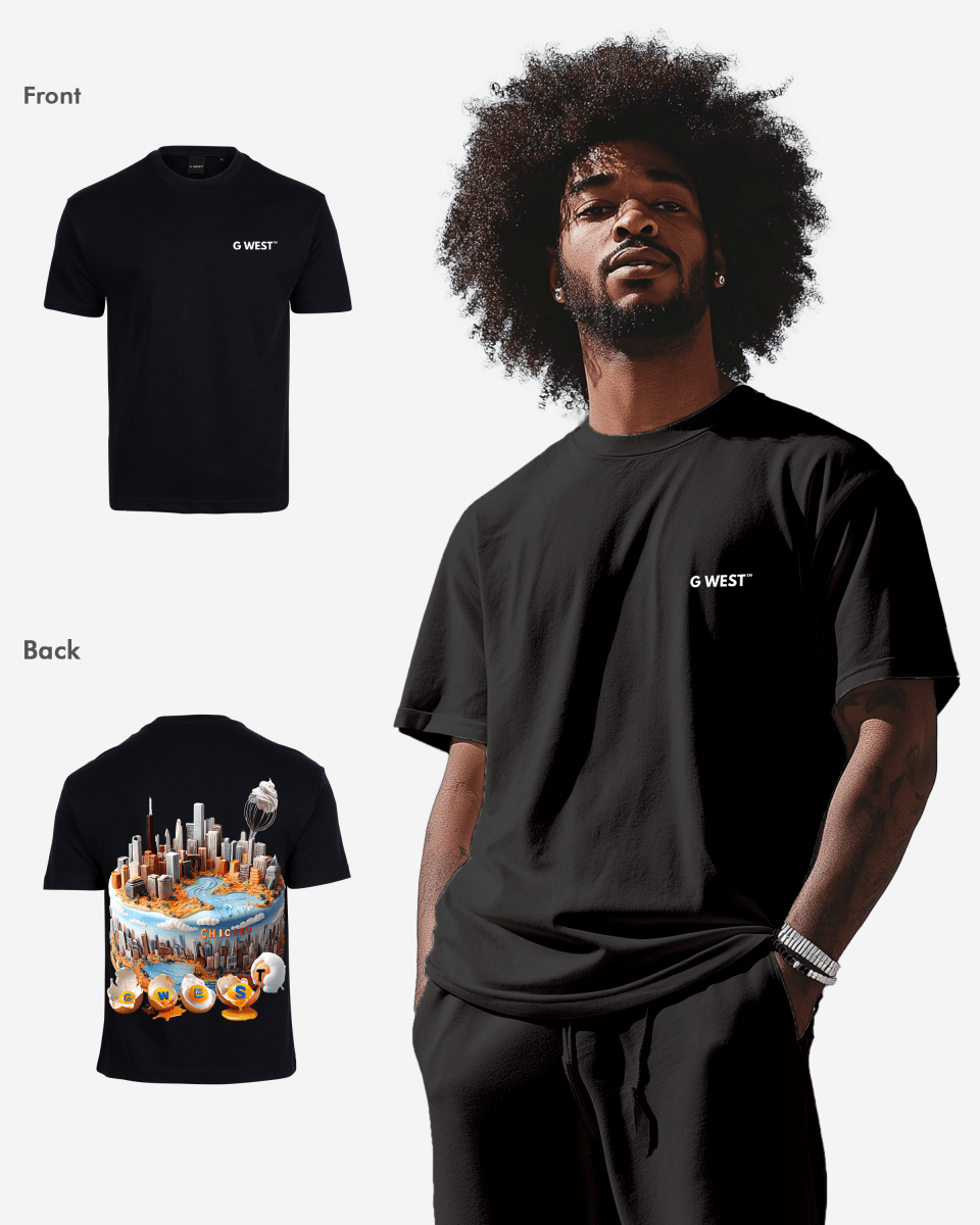 G West Mens Oversized Chicago Cake Tee G West
