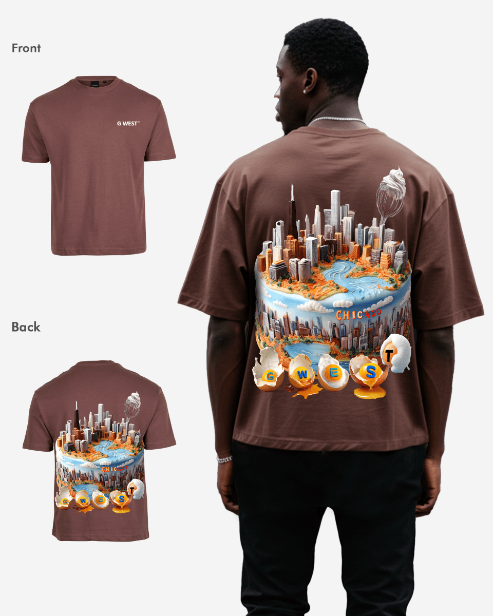 G West Mens Oversized Chicago Cake Tee G West