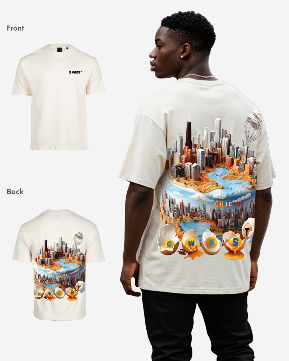 G West Mens Oversized Chicago Cake Tee G West