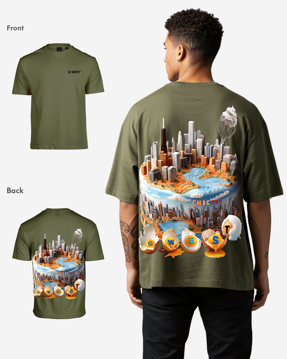 G West Mens Oversized Chicago Cake Tee G West