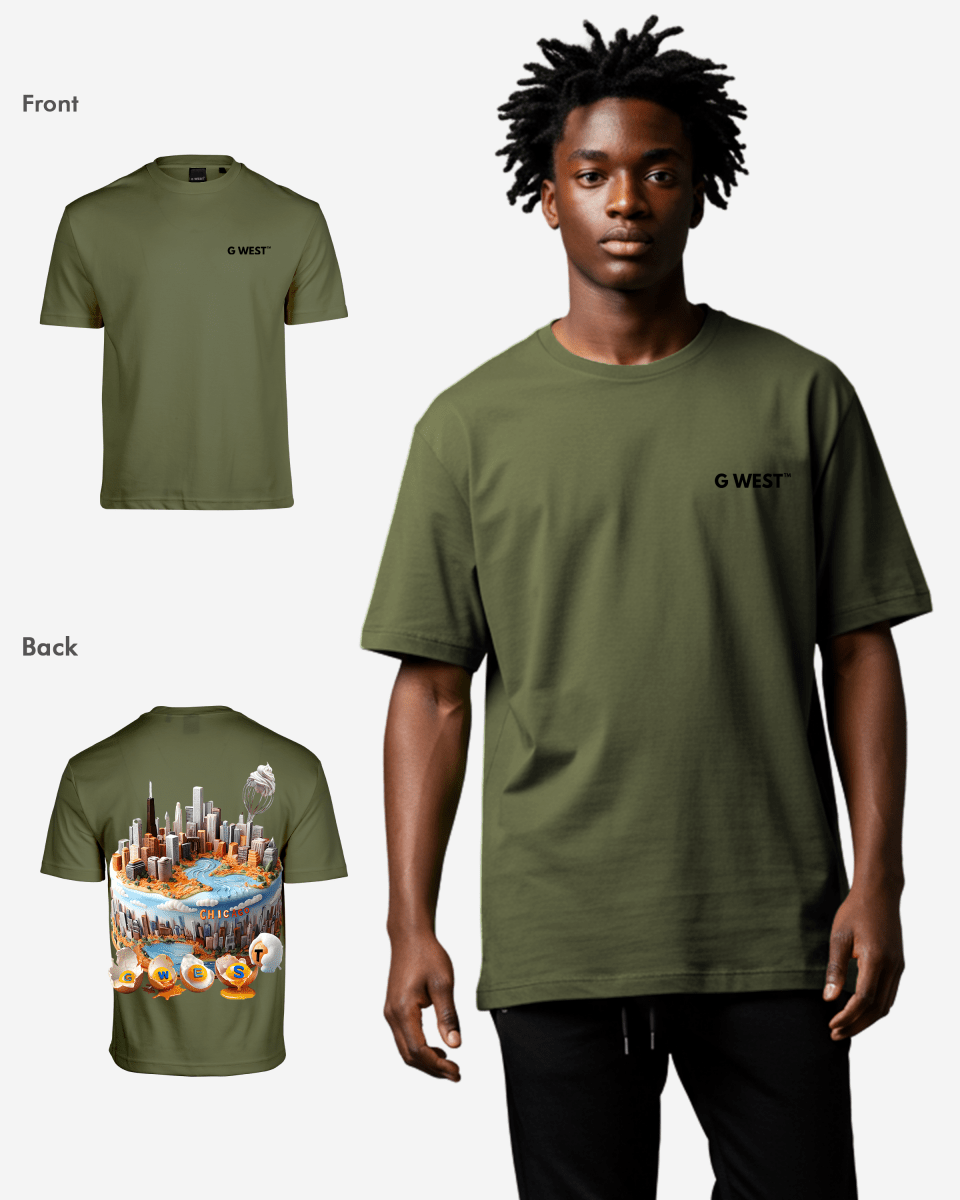G West Mens Oversized Chicago Cake Tee G West