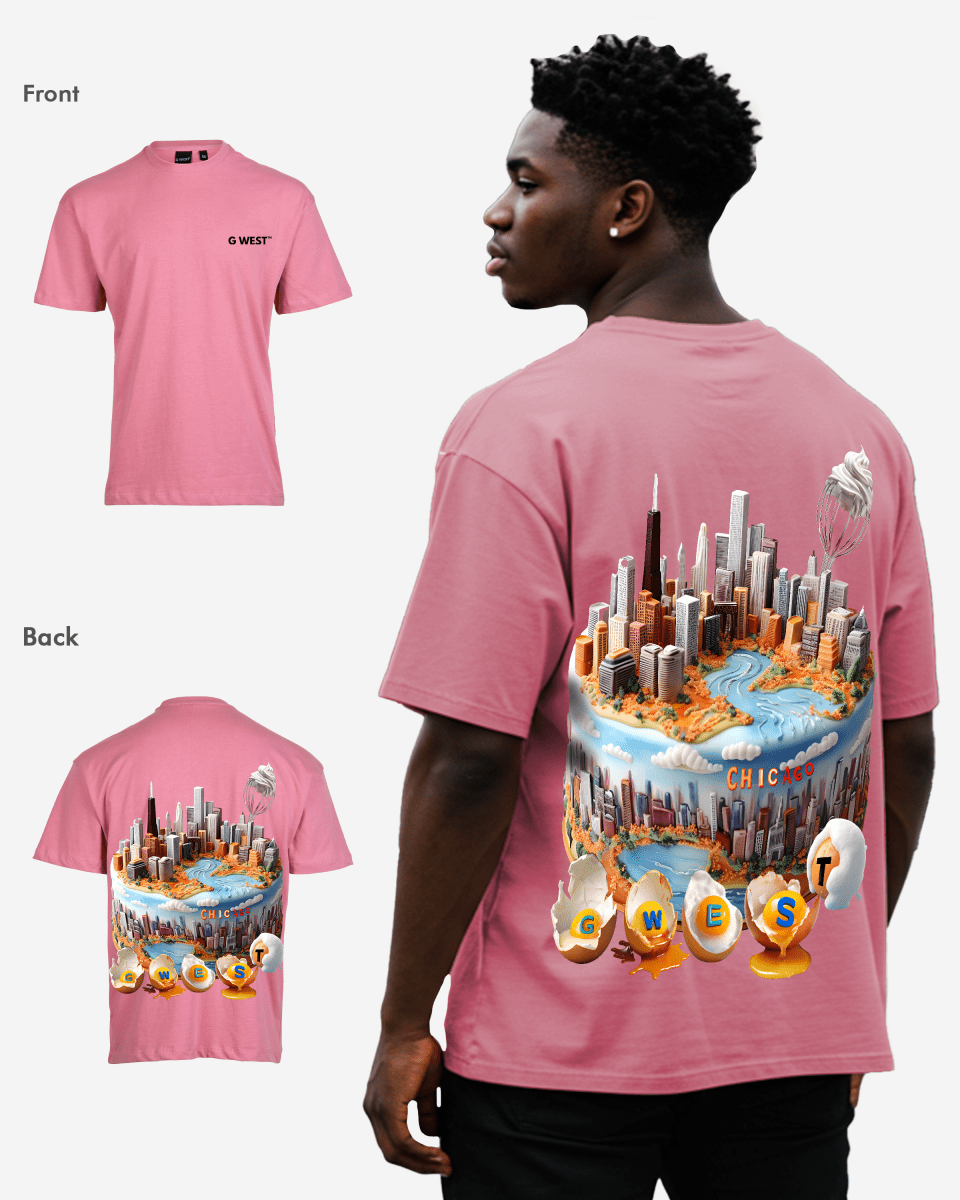 G West Mens Oversized Chicago Cake Tee G West