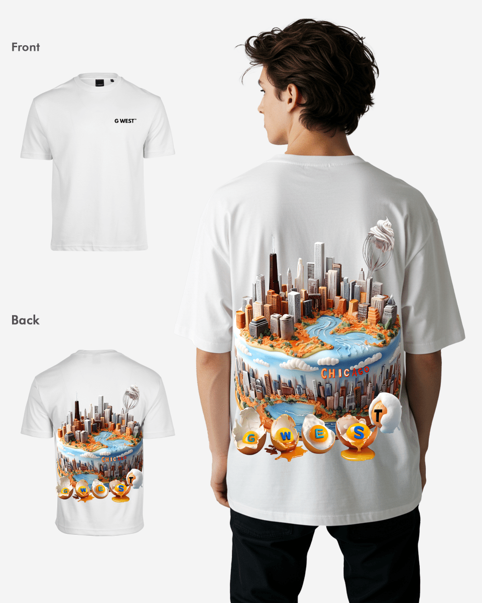G West Mens Oversized Chicago Cake Tee G West