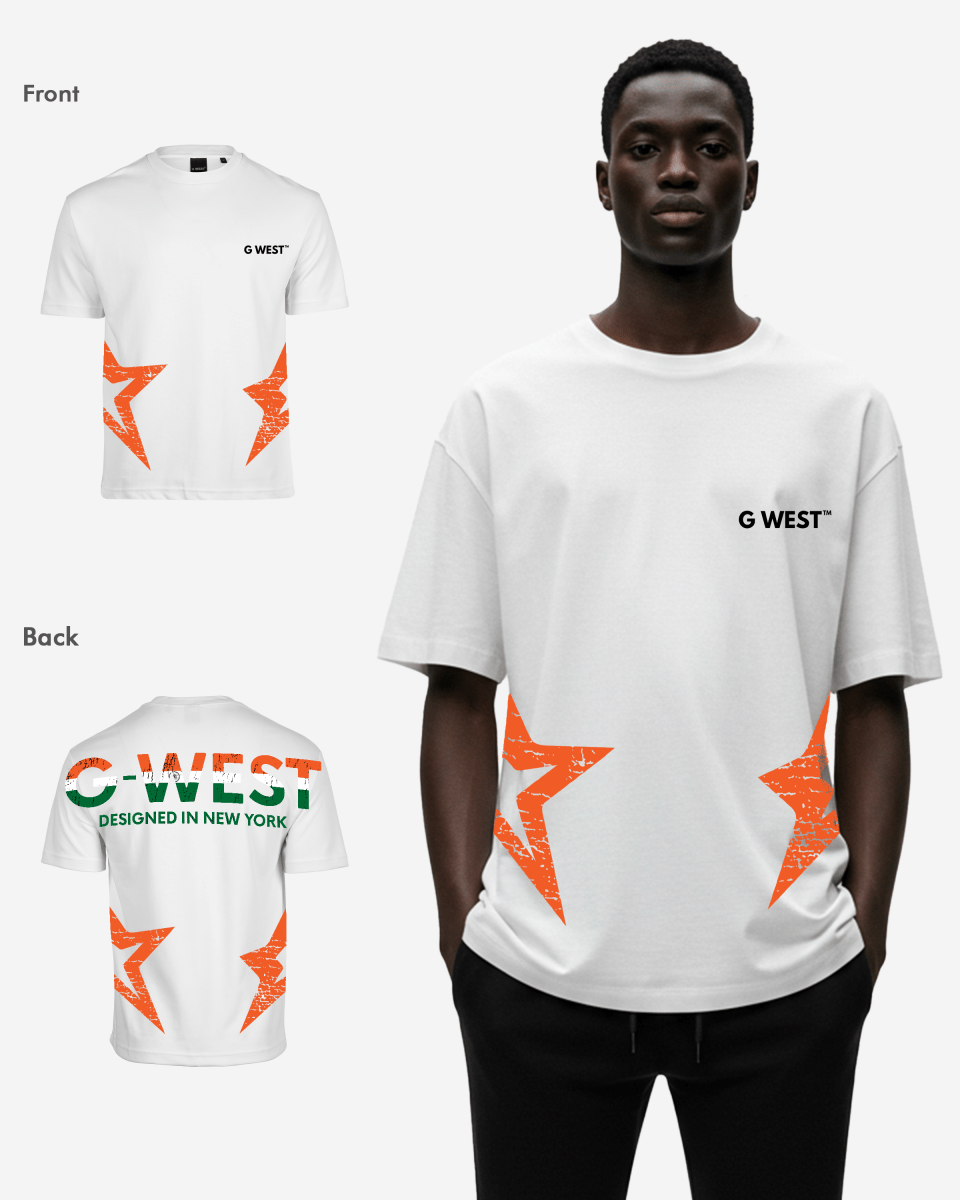 G West Mens Oversized Cricket India Arch Logo T-Shirt G West