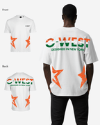 G West Mens Oversized Cricket India Arch Logo T-Shirt G West