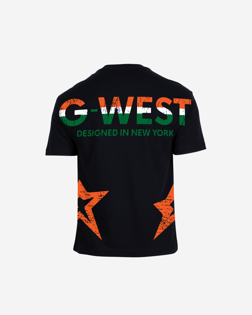 G West Mens Oversized Cricket India Arch Logo T-Shirt G West