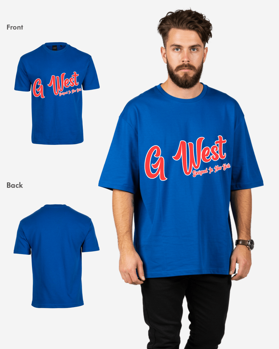 G West Mens Oversized Cursive Logo Black Tee G West
