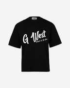 G West Mens Oversized Cursive Logo Black Tee G West