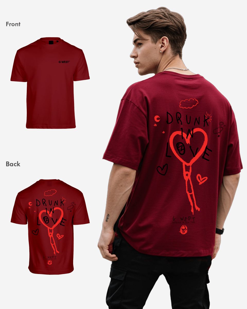 G West Mens Oversized Drunk In Love Tee G West
