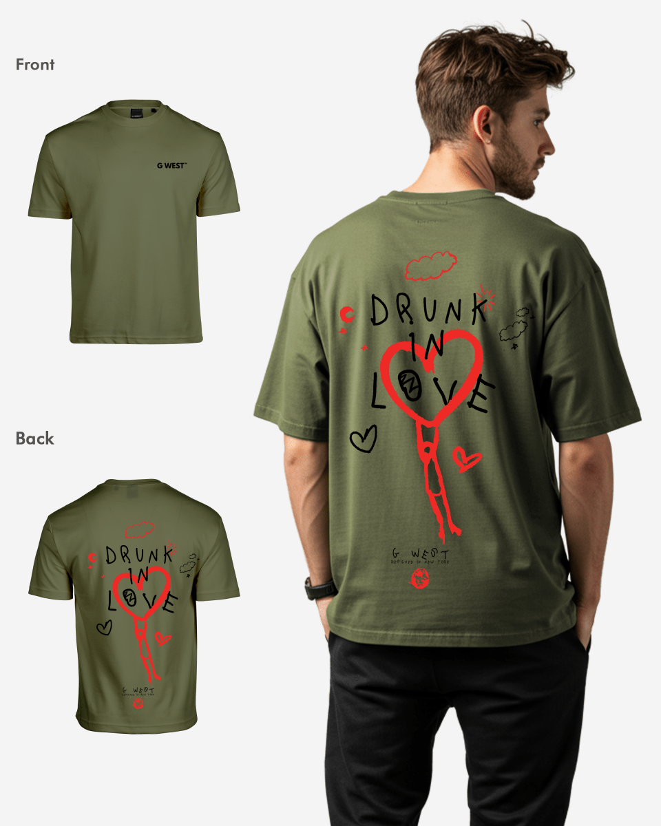 G West Mens Oversized Drunk In Love Tee G West