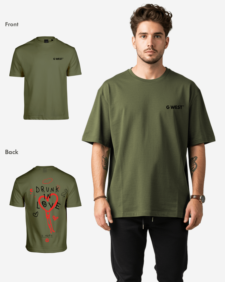 G West Mens Oversized Drunk In Love Tee G West