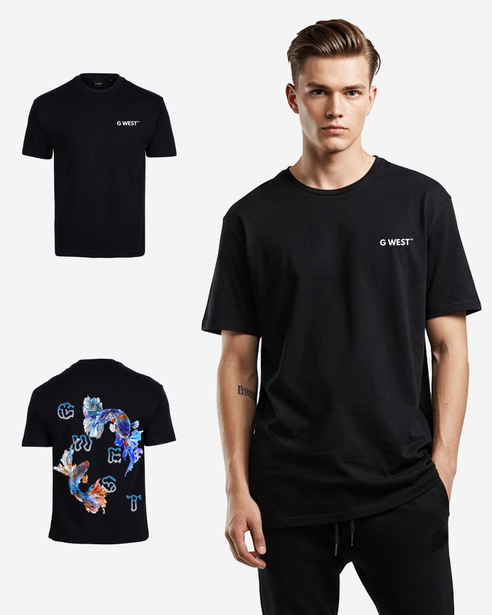 G West Mens Oversized Fish Lifestyle T Shirt G West