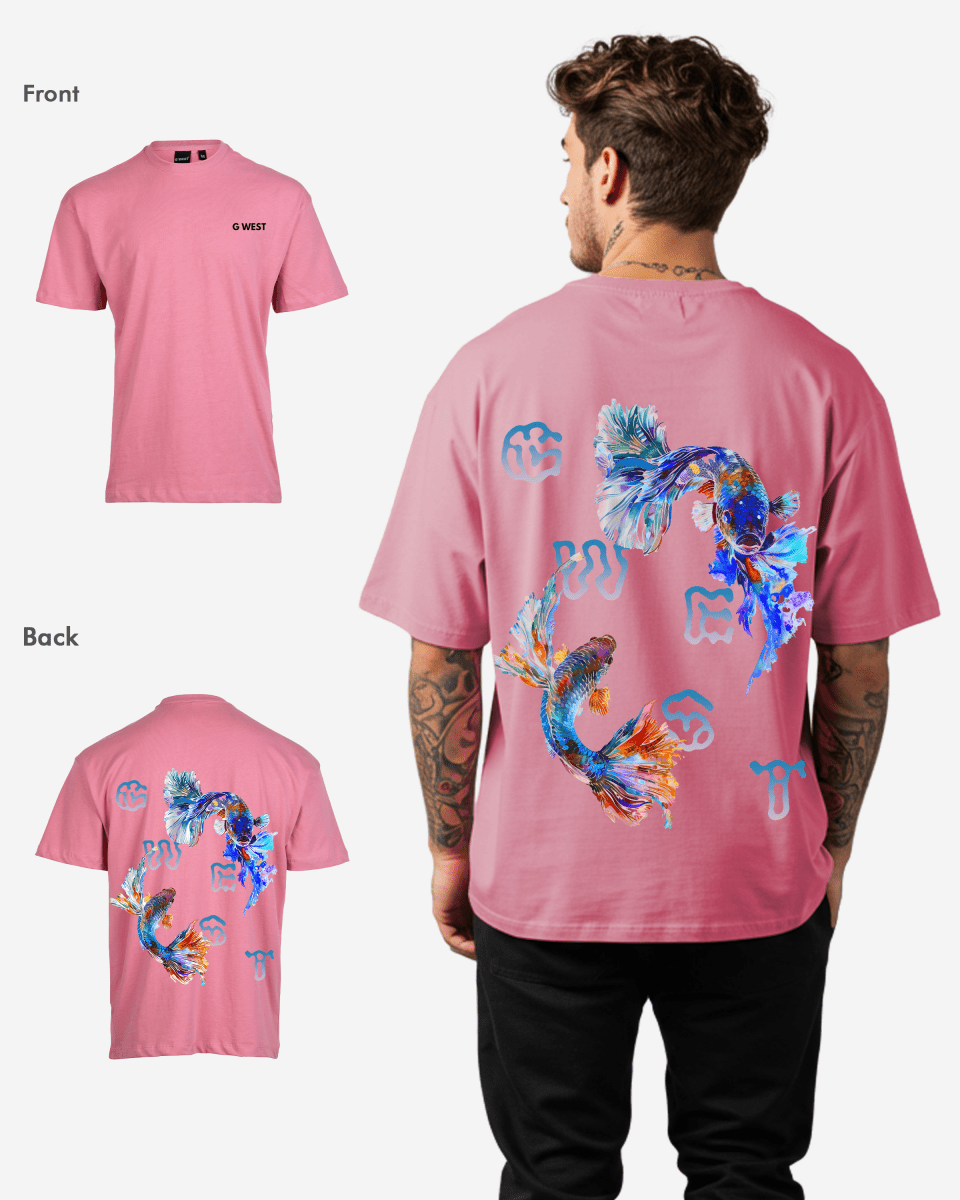 G West Mens Oversized Fish Lifestyle T Shirt G West