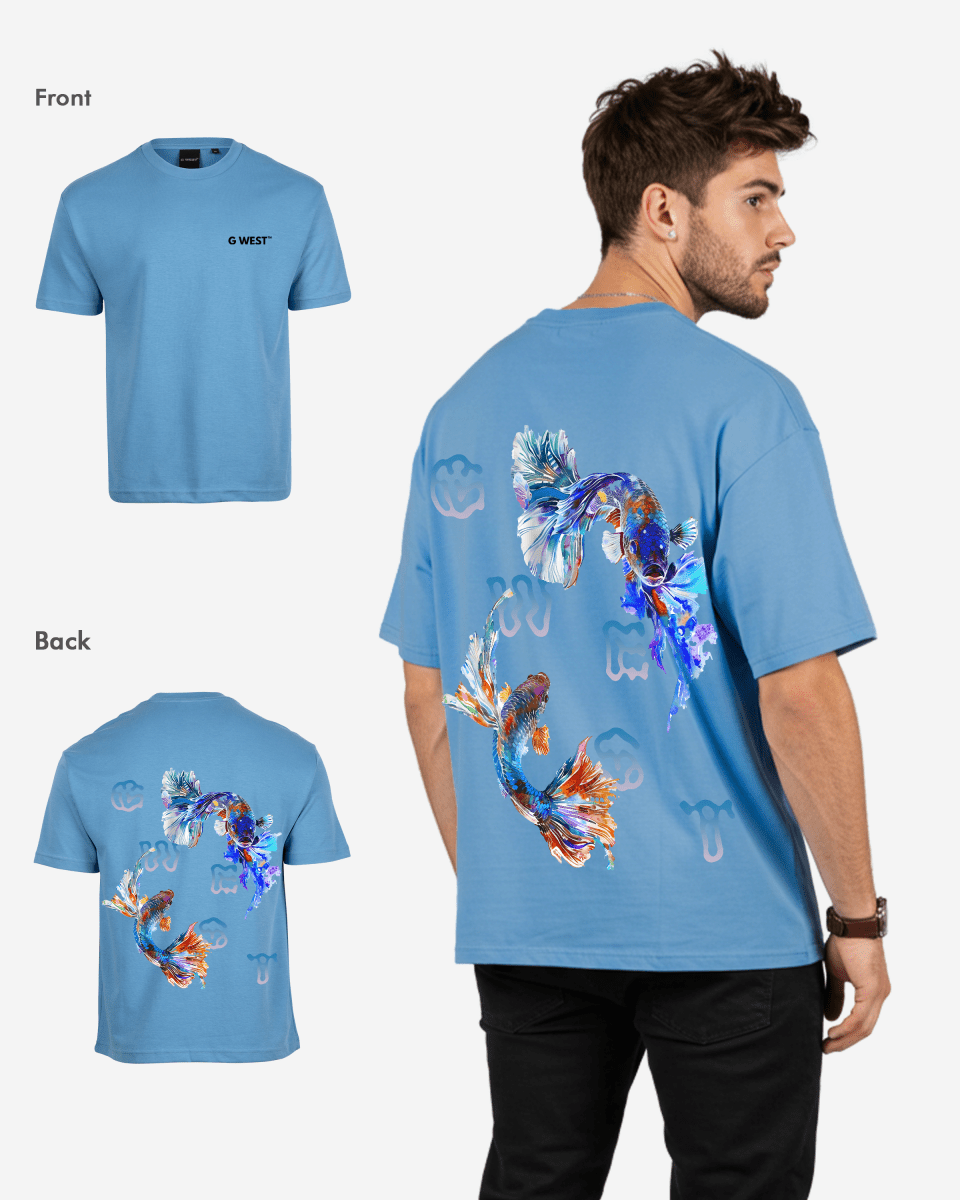 G West Mens Oversized Fish Lifestyle T Shirt G West
